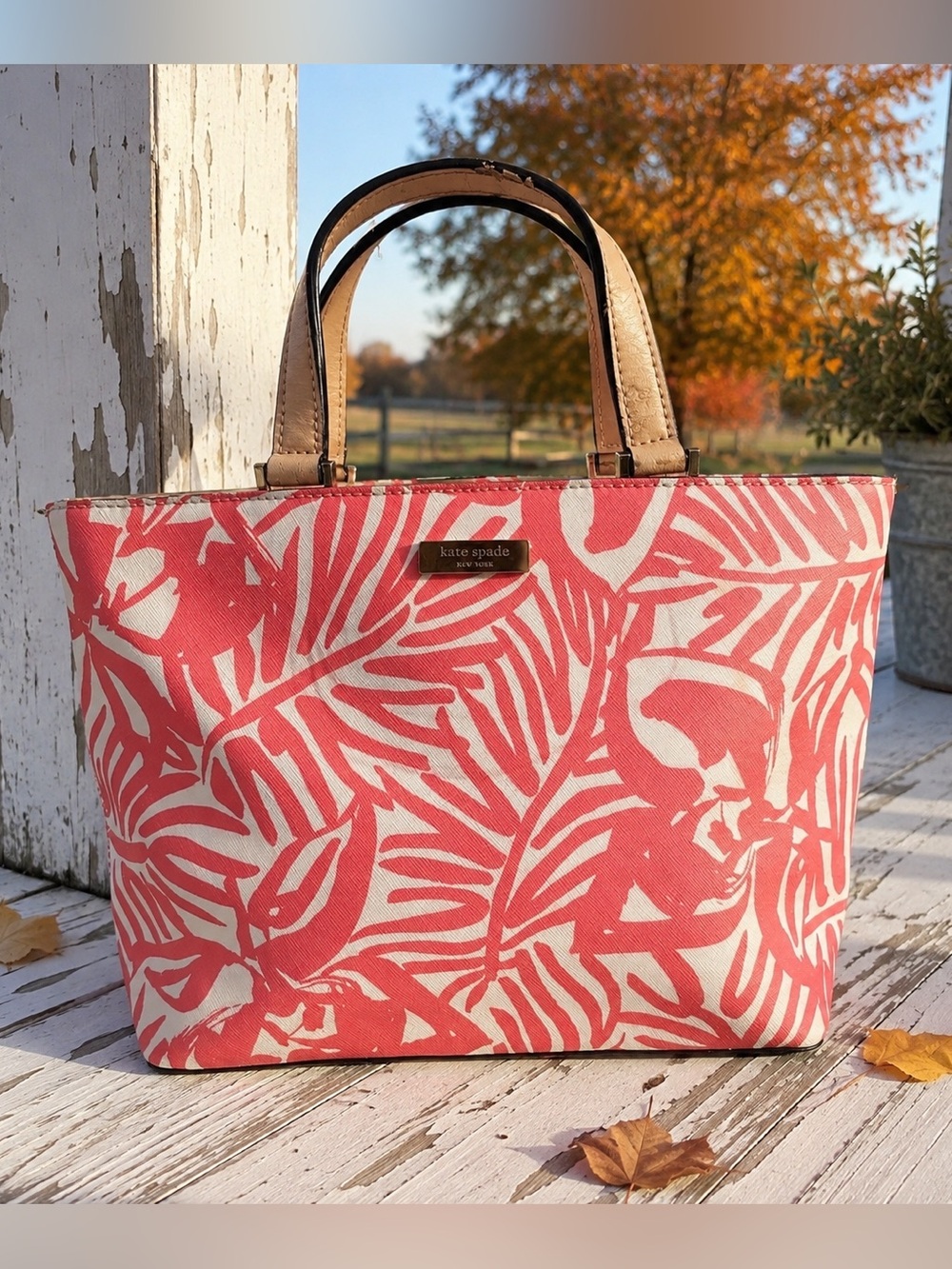Kate Spade New York Juno Pink Floral Tote Bag Purse Fall Boho
